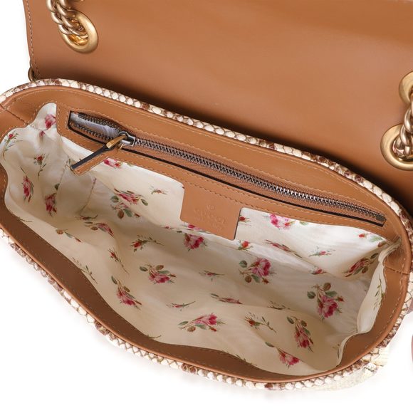 Gucci Matelassé Raffia & Python Trim GG Marmont Small Shoulder Bag - Picture 8 of 8
